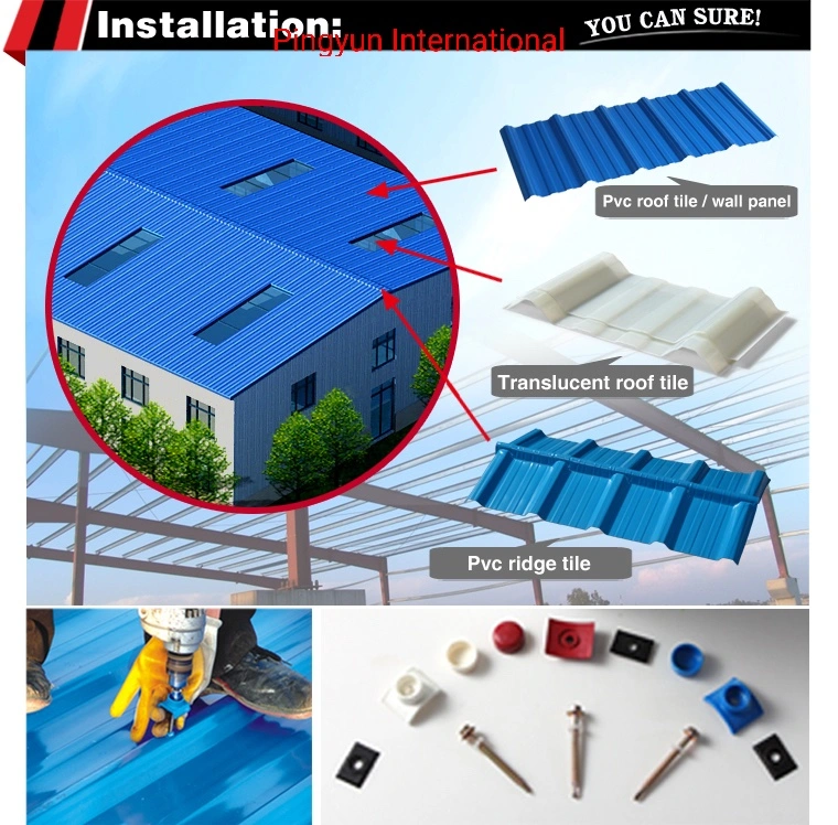 Pingyun Plastic Roofing Tile/ASA Coated PVC Roofing/UPVC Roof Sheet